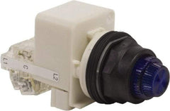 Schneider Electric - 120 V Blue Lens LED Pilot Light - Round Lens, Screw Clamp Connector, 54mm OAL x 42mm Wide, Vibration Resistant - Benchmark Tooling