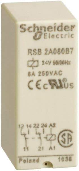 Schneider Electric - 2,000 VA Power Rating, Electromechanical Plug-in General Purpose Relay - 8 Amp at 250 VAC & 28 VDC, 2CO, 24 VAC - Benchmark Tooling