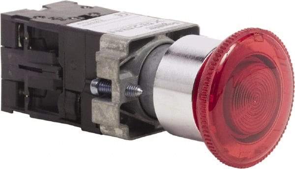 Schneider Electric - 22mm Mount Hole, Extended Mushroom Head, Pushbutton Switch Only - Round, Red Pushbutton, Maintained (MA), Momentary (MO), On-Off-On - Benchmark Tooling