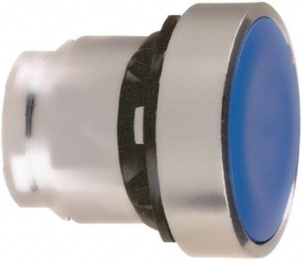 Schneider Electric - 22mm Mount Hole, Flush, Pushbutton Switch Only - Round, Blue Pushbutton, Nonilluminated, Momentary (MO) - Benchmark Tooling