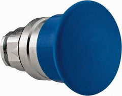 Schneider Electric - 22mm Mount Hole, Extended Mushroom Head, Pushbutton Switch Only - Round, Blue Pushbutton, Nonilluminated, Momentary (MO) - Benchmark Tooling