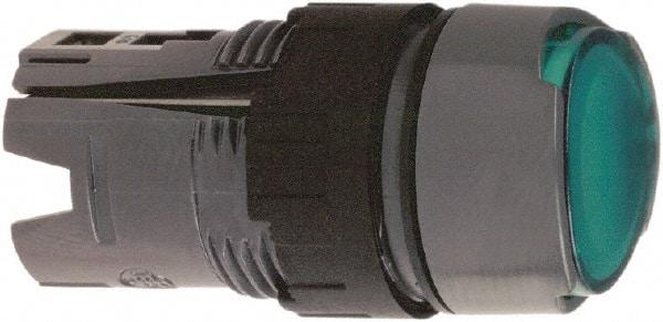 Schneider Electric - 16mm Mount Hole, Flush, Pushbutton Switch Only - Round, Green Pushbutton, Illuminated, Maintained (MA), Vibration Resistant - Benchmark Tooling