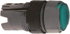 Schneider Electric - 16mm Mount Hole, Flush, Pushbutton Switch Only - Round, Green Pushbutton, Illuminated, Momentary (MO), Vibration Resistant - Benchmark Tooling