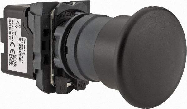 Schneider Electric - Extended Mushroom Head Pushbutton Switch Transmitter - Black, Round Button, Nonilluminated - Benchmark Tooling