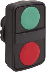 Schneider Electric - 22mm Mount Hole, Extended Straight, Flush, Pushbutton Switch Only - Rectangle, Green and Red Pushbutton, Nonilluminated, Momentary (MO), On-Off, Shock and Vibration Resistant - Benchmark Tooling