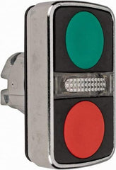 Schneider Electric - 22mm Mount Hole, Flush, Pushbutton Switch Only - Rectangle, Green and Red Pushbutton, Illuminated, Momentary (MO), On-Off, Shock and Vibration Resistant - Benchmark Tooling