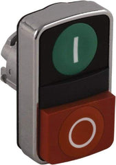 Schneider Electric - 22mm Mount Hole, Extended Straight, Flush, Pushbutton Switch Only - Rectangle, Green and Red Pushbutton, Nonilluminated, Momentary (MO), On-Off, Shock and Vibration Resistant - Benchmark Tooling