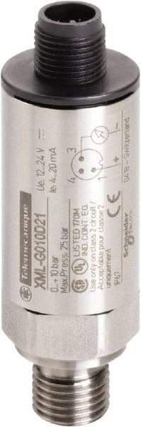 Square D - 1/4-18 NPT (Male) Connector, 24 VDC, 232 psi Sensor, Shock and Vibration Resistant, Analog, Control Circuit Pressure Sensor - 2.7 Inch Long x 0.9 Inch Wide, IP66, IP67, For Use with Air, Corrosive Fluid, Fresh Water, Hydraulic Oil - Benchmark Tooling