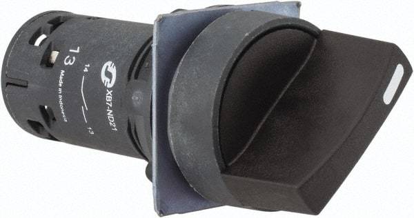 Schneider Electric - 22mm Mount Hole, 2 Position, Knob Operated, Selector Switch Only - Black, Maintained (MA), Nonilluminated, Shock and Vibration Resistant - Benchmark Tooling