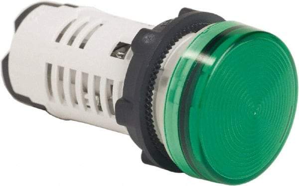 Schneider Electric - 120 VAC Green Lens LED Pilot Light - Round Lens, Screw Clamp Connector, 29mm Wide, Shock Resistant, Vibration Resistant - Benchmark Tooling