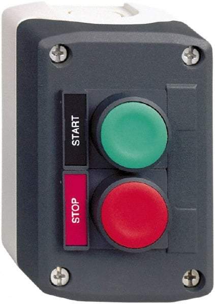 Schneider Electric - 2 Operator, Flush Pushbutton Control Station - Start-Stop (Legend), Momentary Switch, NO/NC Contact, NEMA 13, 4X - Benchmark Tooling