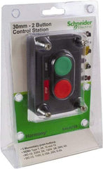 Schneider Electric - 2 Operator, Flush Pushbutton Control Station - Marche-Arret (Legend), Momentary Switch, NO/NC Contact, NEMA 1, 12, 13, 3, 3R, 4 - Benchmark Tooling