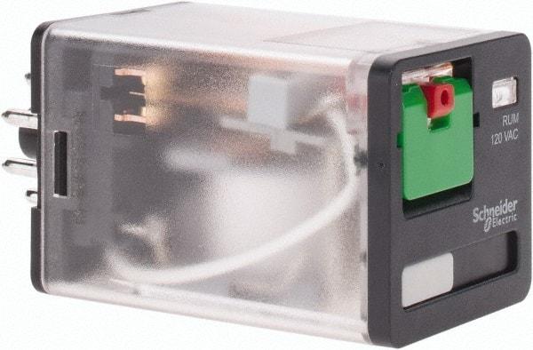 Schneider Electric - 3 at 60 Hz VA Power Rating, Octal Electromechanical Plug-in General Purpose Relay - 10 Amp at 277 VAC & 30 VDC, DPDT, 120 VAC, 35mm Wide x 56mm High x 35.4mm Deep - Benchmark Tooling