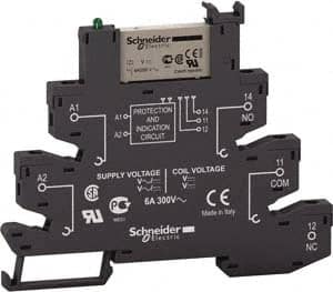 Schneider Electric - 1,500 VA Power Rating, Electromechanical Screw General Purpose Relay - 6 Amp at 12 V, SPDT, 12 VAC/VDC, 6.2mm Wide x 78.7mm High x 96mm Deep - Benchmark Tooling