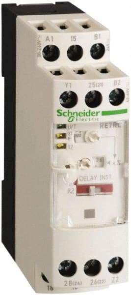 Schneider Electric - 300 hr Delay, Single Range 2CO Time Delay Relay - 8 Contact Amp, 110 to 240 VAC, 24 VAC, 24 VDC, 42 to 48 VAC & 42 to 48 VDC - Benchmark Tooling