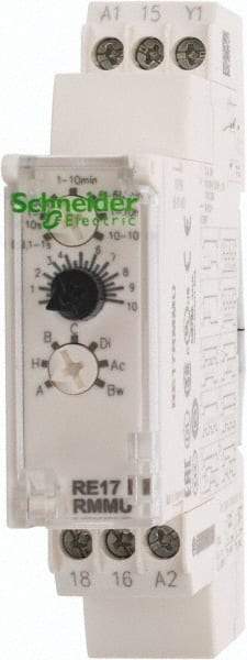 Schneider Electric - 100 hr Delay, Multiple Range SPDT Time Delay Relay - 8 Contact Amp, 24 to 240 VAC/VDC, Selector Switch - Benchmark Tooling