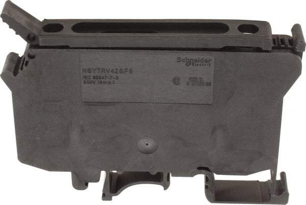 Schneider Electric - 1 Pole, 500 Volt, 10 Amp, -40 to 266°F, DIN Rail Mount, Polyamide Fused Terminal Block - 3 Contacts, 1/2 to 16mm Compatibility, 60-1/2mm High - Benchmark Tooling