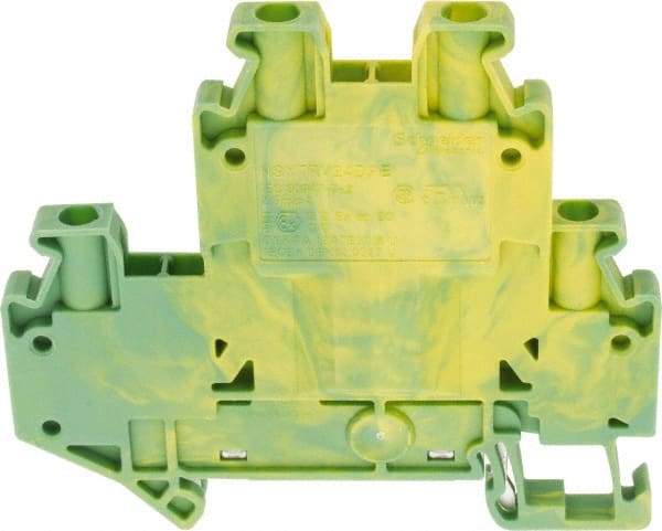 Schneider Electric - 1 Pole, 1,000 Volt, -40 to 266°F, DIN Rail Mount, Polyamide Grounding Terminal Block - 4 Contacts, 26 to 12 AWG Compatibility, 65mm High - Benchmark Tooling