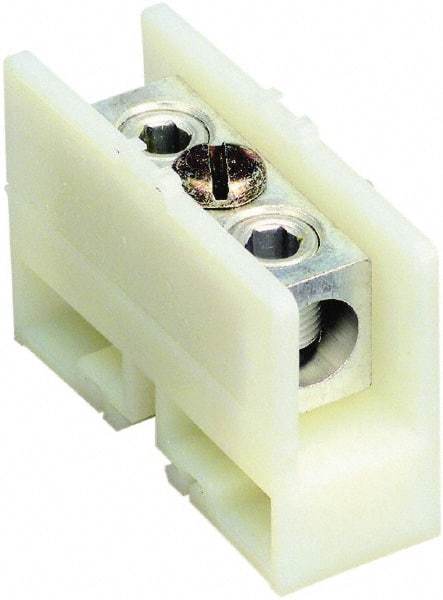 Square D - 600 VAC, 255 Amp, -40 to 275°F, DIN Rail Mount, Nylon Standard Terminal Block - 1 Contact, Tin Plated Aluminum, 6 AWG Compatibility Size, 2.32 Inch High x 3.23 Inch Deep - Benchmark Tooling