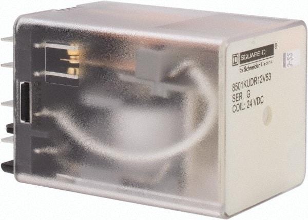 Square D - 8 Pins, 1 hp at 277 Volt & 1/3 hp at 120 Volt, 3 VA Power Rating, Square Electromechanical Plug-in General Purpose Relay - 10 Amp at 250 VAC, DPDT, 24 VDC, 34.9mm Wide x 50mm High x 35.4mm Deep - Benchmark Tooling