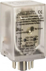 Square D - 11 Pins, 1 hp at 277 Volt & 1/3 hp at 120 Volt, 3 VA Power Rating, Octal Electromechanical Plug-in General Purpose Relay - 10 Amp at 250 VAC, 3PDT, 24 VDC, 34.9mm Wide x 50.3mm High x 35.4mm Deep - Benchmark Tooling