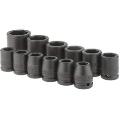 Proto - 12 Piece 3/4" Drive Black Finish Impact Socket Set - 6 Points, 19mm to 46mm Range, Metric Measurement Standard - Benchmark Tooling