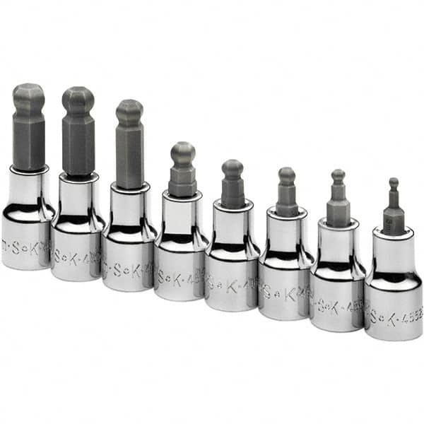 SK - 8 Piece 3/8" Drive Metric Ball Hex Bit Socket Set - Benchmark Tooling