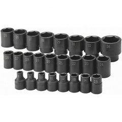 SK - 1/2" Drive Standard Impact Socket Set - 8 to 36mm, Metric Measurement Standard - Benchmark Tooling