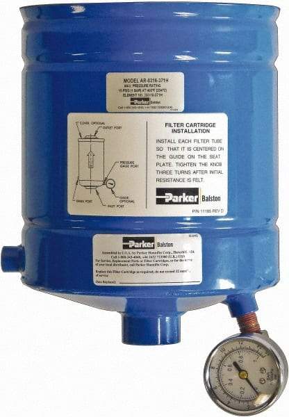 Parker - 1 NPT Air Compressor Exhaust Filter - 20 CFM, 15 psi, 7.4" Diam x 8.8" High, Use with Welch Pump Models #1397 - Benchmark Tooling