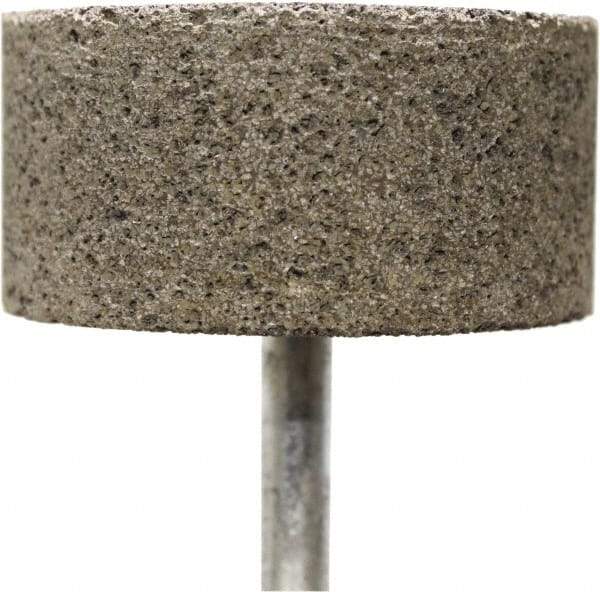 Tru-Maxx - 2" Head Diam x 2" Thickness, W242, Cylinder End, Zirconia Alumina Mounted Point - Brown, Coarse Grade, 36 Grit, 19,100 RPM - Benchmark Tooling