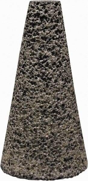 Tru-Maxx - Type 17, 1-1/2" Max Diam, 3" Head Thickness, 16 Grit Oval Cone - Zirconia Alumina, Coarse Grade, 3/8-24 Shank Thread - Benchmark Tooling