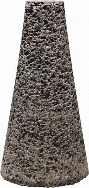 Tru-Maxx - Type 17, 2" Max Diam, 4" Head Thickness, 16 Grit Oval Cone - Zirconia Alumina, Coarse Grade, 5/8-11 Shank Thread - Benchmark Tooling