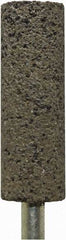 Tru-Maxx - 5/8" Head Diam x 2" Thickness, W197, Cylinder End, Zirconia Alumina Mounted Point - Brown, Coarse Grade, 24 Grit, 21,000 RPM - Benchmark Tooling