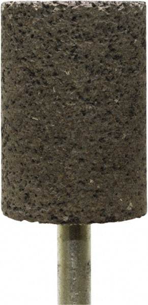 Tru-Maxx - 1" Head Diam x 1-1/2" Thickness, W221, Cylinder End, Zirconia Alumina Mounted Point - Brown, Coarse Grade, 24 Grit, 19,120 RPM - Benchmark Tooling