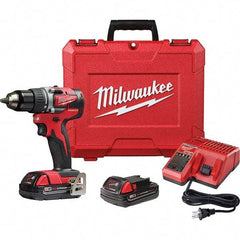 Milwaukee Tool - 18 Volt 1/2" Chuck Pistol Grip Handle Cordless Drill - 0-1800 RPM, Single-Sleeve Ratcheting Chuck, Reversible, 2 Lithium-Ion Batteries Included - Benchmark Tooling