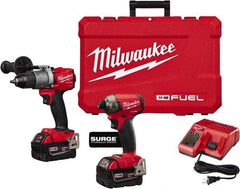 Milwaukee Tool - 18 Volt Cordless Tool Combination Kit - Includes Hammer Drill & 1/4" Hex Impact Driver, Lithium-Ion Battery Included - Benchmark Tooling