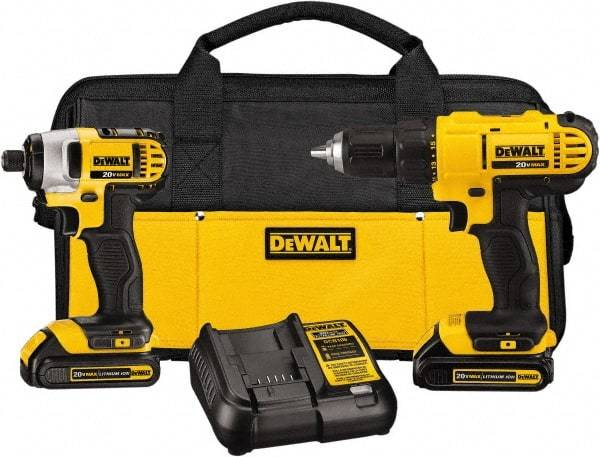 DeWALT - 20 Volt Cordless Tool Combination Kit - Includes 1/2" Drill/Driver & 1/4" Impact Driver, Lithium-Ion Battery Included - Benchmark Tooling