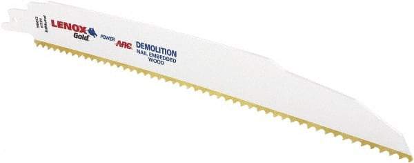 Lenox - 9" Long x 7/8" Thick, Bi-Metal Reciprocating Saw Blade - Tapered Profile, 6 TPI, Toothed Edge, Universal Shank - Benchmark Tooling