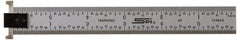 SPI - 18" Long, 1/64, 1/32" and 0.5, 1mm Graduation, Tool Steel Rule - English/Metric Graduation Style, 1-1/8" Wide, Silver, Satin Chrome Finish - Benchmark Tooling