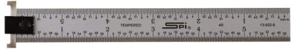 SPI - 24" Long, 1/64, 1/32" and 0.5, 1mm Graduation, Tool Steel Rule - English/Metric Graduation Style, 1-1/8" Wide, Silver, Satin Chrome Finish - Benchmark Tooling