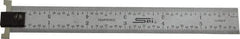 SPI - 6" Long, 1/64, 1/32" and 0.5, 1mm Graduation, Tool Steel Rule - English/Metric Graduation Style, 3/4" Wide, Silver, Satin Chrome Finish - Benchmark Tooling