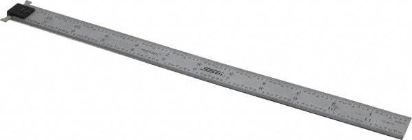 SPI - 12" Long, 1/64, 1/32" and 0.5, 1mm Graduation, Tool Steel Rule - English/Metric Graduation Style, 1" Wide, Silver, Satin Chrome Finish - Benchmark Tooling