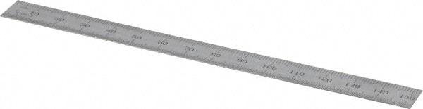 SPI - 6" Long, 1/64, 1/32" and 0.5, 1mm Graduation, Flexible Steel Rule - English/Metric Graduation Style, 1/2" Wide, Silver, Satin Chrome Finish - Benchmark Tooling