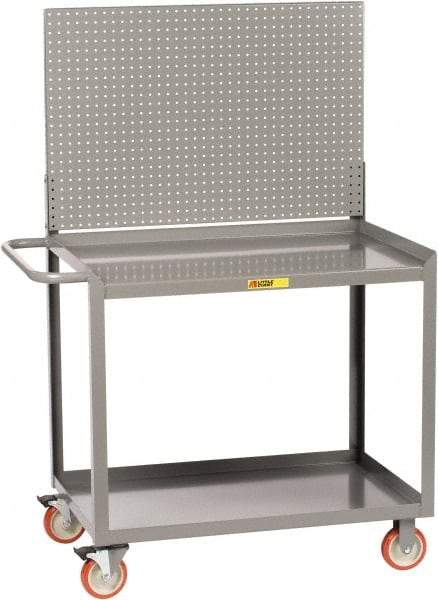 Little Giant - 1,200 Lb Capacity, 2 Shelf Mobile Workbench with Pegboard Panel - 36" Wide x 24" Deep x 60" High, Steel - Benchmark Tooling