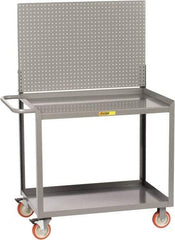 Little Giant - 1,200 Lb Capacity, 2 Shelf Mobile Workbench with Pegboard Panel - 36" Wide x 24" Deep x 60" High, Steel - Benchmark Tooling