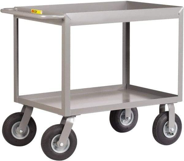 Little Giant - 1,200 Lb Capacity, 30" Wide x 66" Long x 36-1/2" High Deep Shelf Cart - 2 Shelf, Steel, 2 Rigid/2 Swivel Casters - Benchmark Tooling