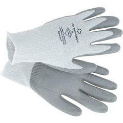Value Collection - Size L, ANSI Cut Lvl 2, Cut Resistant Gloves - Palm Coated, White/Gray - Benchmark Tooling