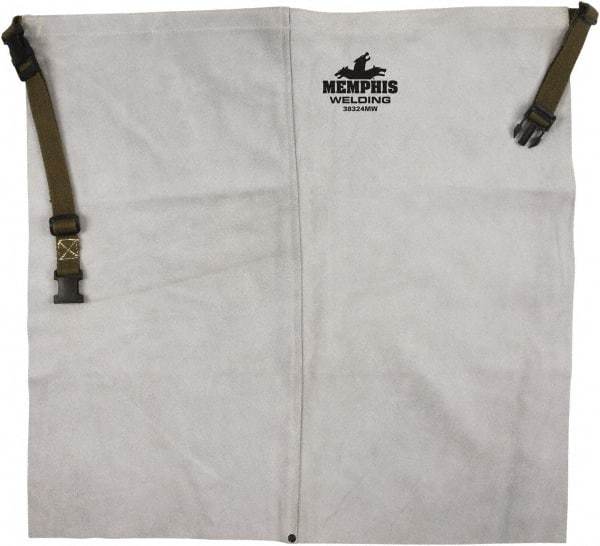 MCR Safety - 24 x 24" Flame Resistant/Retardant & Welding Waist Apron - Leather, 19 oz Material, Gray - Benchmark Tooling
