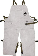 MCR Safety - 24 x 42" Flame Resistant/Retardant & Welding Bib Apron - Leather, 33 oz Material, Gray, 1 Pocket - Benchmark Tooling