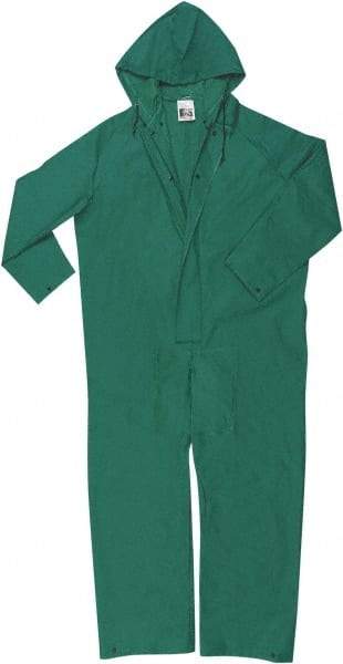 MCR Safety - Size 4XL, Green, Rain, Limited Flammability Coverall - 56" Chest, Snap Ankle, Take Up Snaps Wrist - Benchmark Tooling